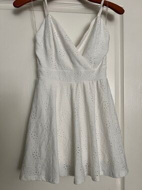 J for Justify White Eyelet Mini Dress with Spaghetti Straps